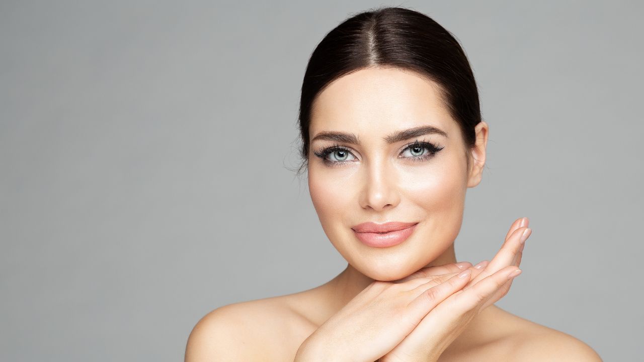 Woman Portrait with Full Lips and Long Eyelashes