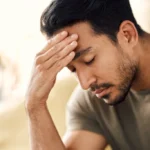 depression and frustrated male person with anxiety