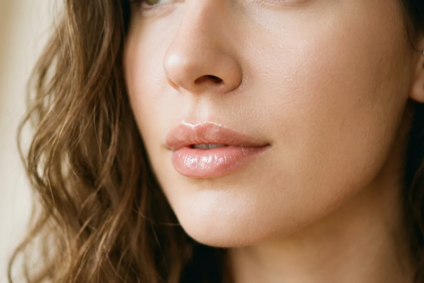 beauty close up highlighting luscious balanced lips achieved through lip enhancement